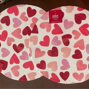 Celebrate Together Heart Pattern Braided Placemats - Red and Pink